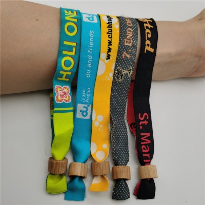 Silkscreen / woven / sublimation printing custom festival silk fabric wristband