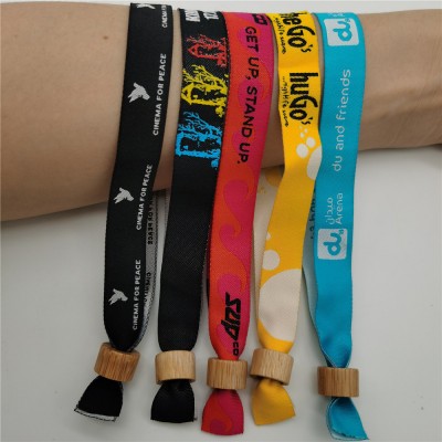 custom bamboo fabric biodegradable printed woven wristband for event