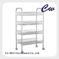 Kitchen and Bathroom Mesh Rolling Storage Cart